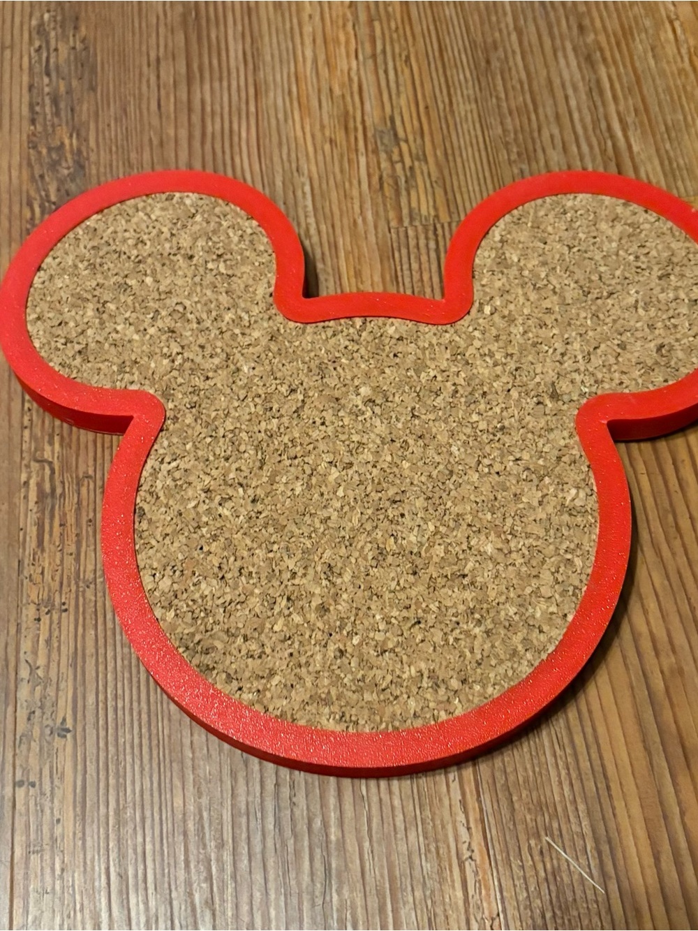 Mickey-Style Cork Trivet with Red Edge
